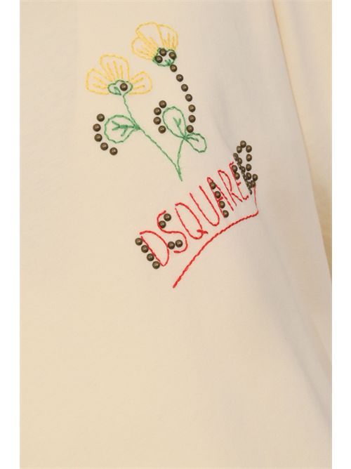 T-shirt Handmade Scribbles Loose Fit in cotone con ricami e borchie DSQUARED2 | S71GD1647 D20020103